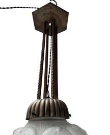 Art Deco Muller Frères Luneville Style Pendant Light, 1930s